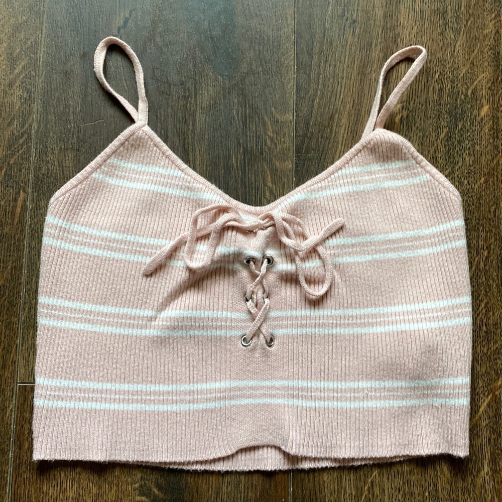 Forever 21 cropped striped tank top medium
